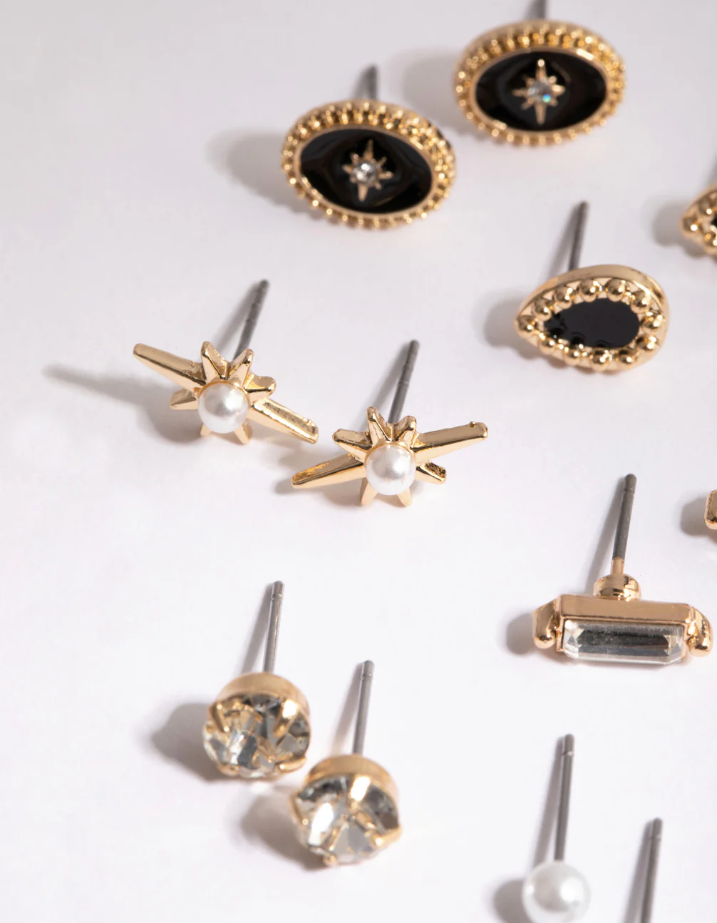 Gold Celestial Diamante & Pearl Stud Earring 8-Pack - Image 3