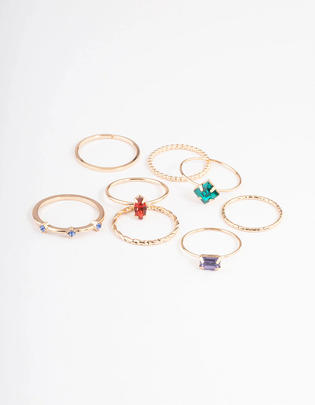 Gold Dainty Mixed Stone Stack Ring Pack