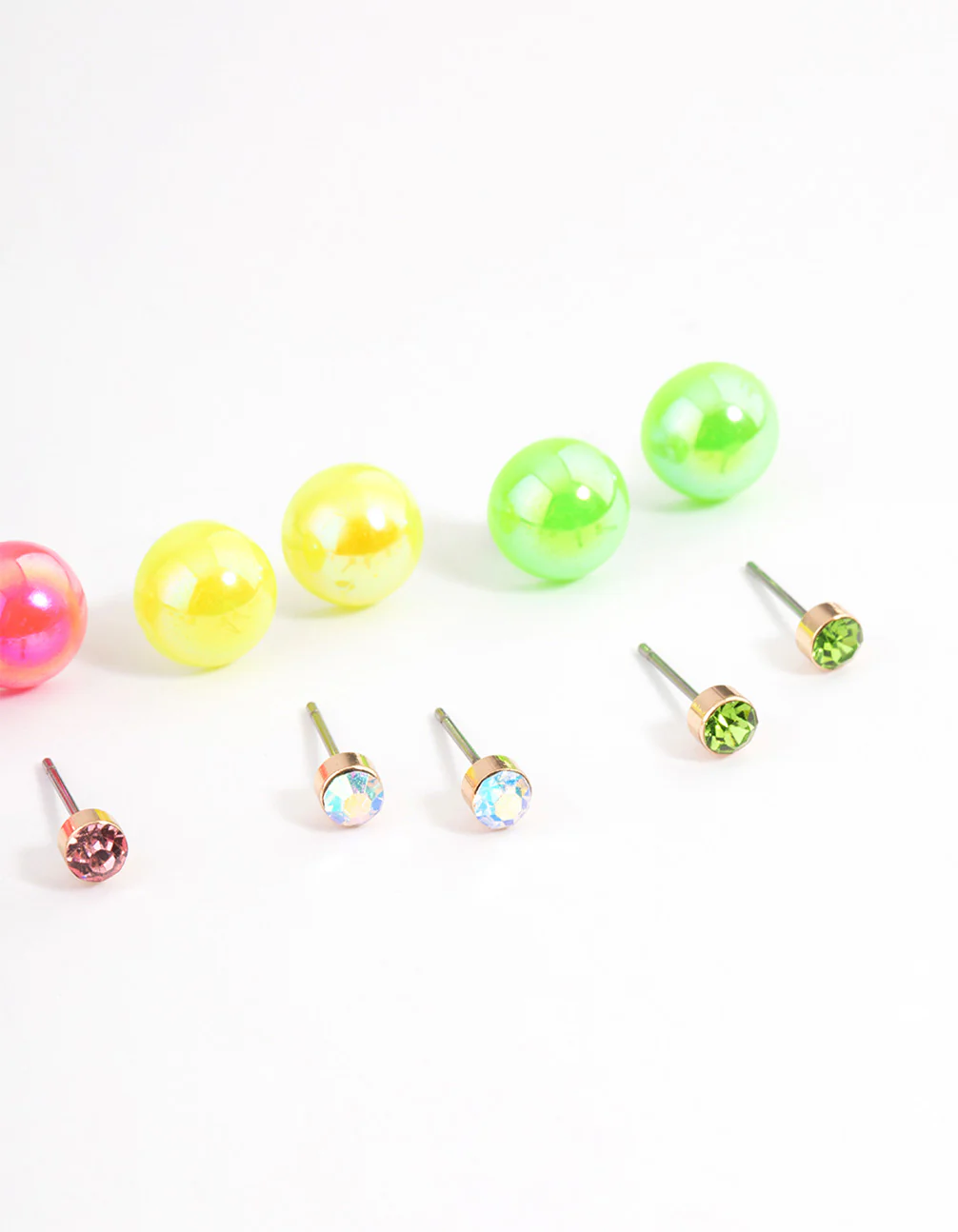 Bright Mixed Diamante & Ball Earrings 8-Pack - Image 3