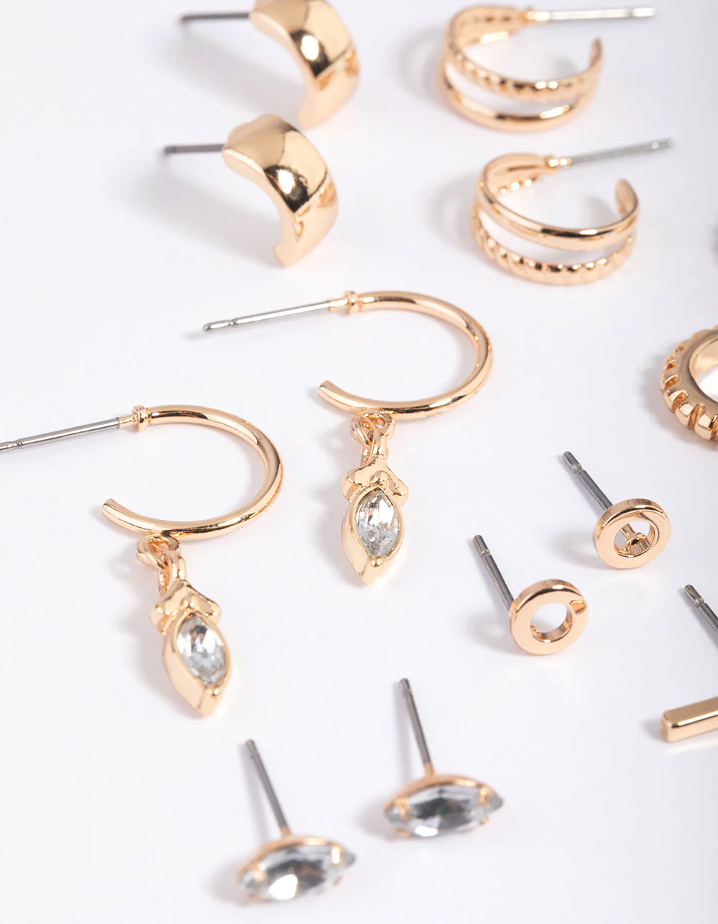 Gold Mixed Stone Stud & Hoop Earring 8-Pack - Image 3