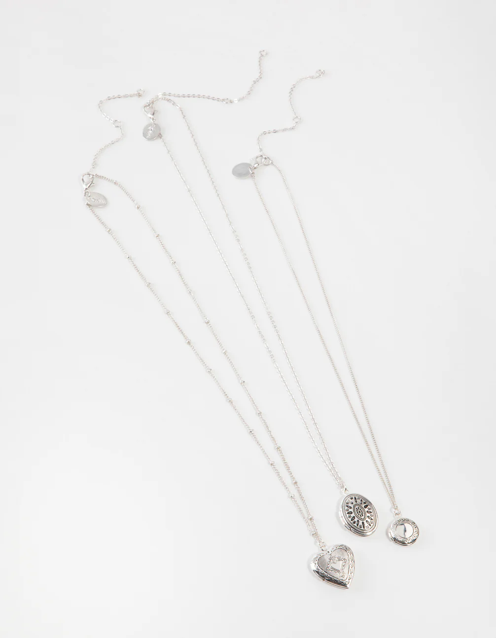 Antique Silver Mix Locket 3-Row Necklace - Image 2