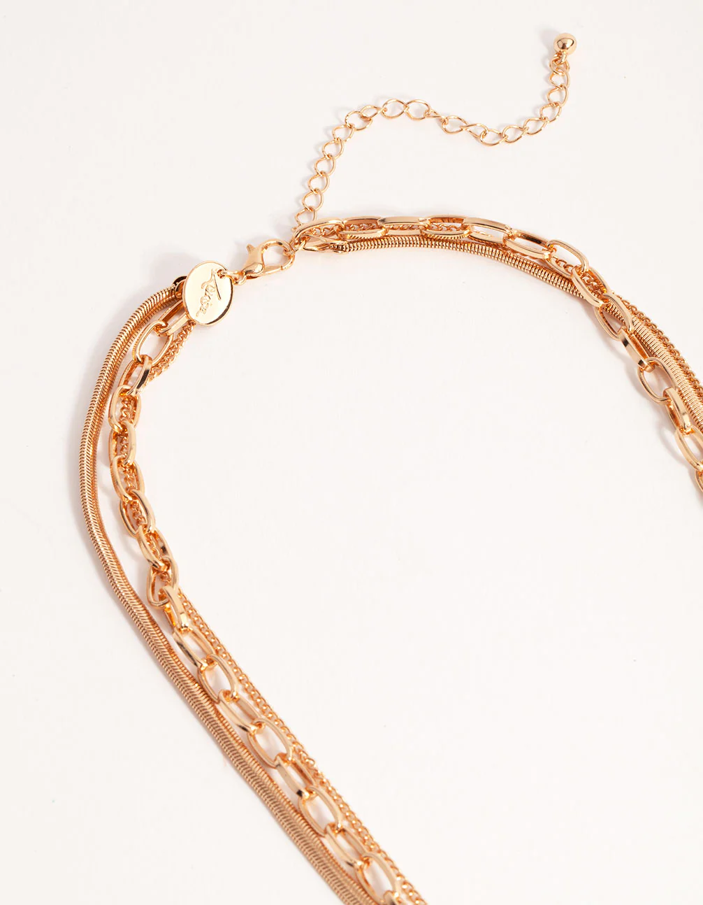 Gold Long Circle Disk 3-Row Necklace - Image 3