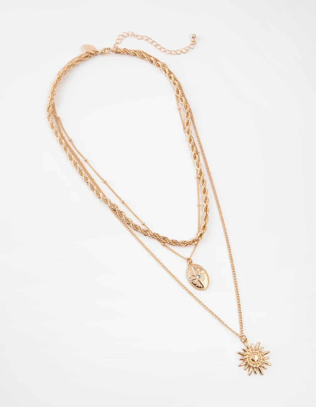 Gold Short 3-Row Sun Necklace - Image 2
