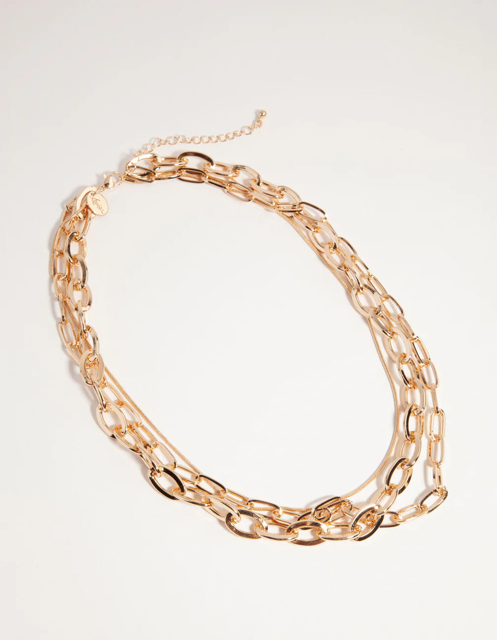 Gold Short Wide Chain 3-Row Necklace - Image 2