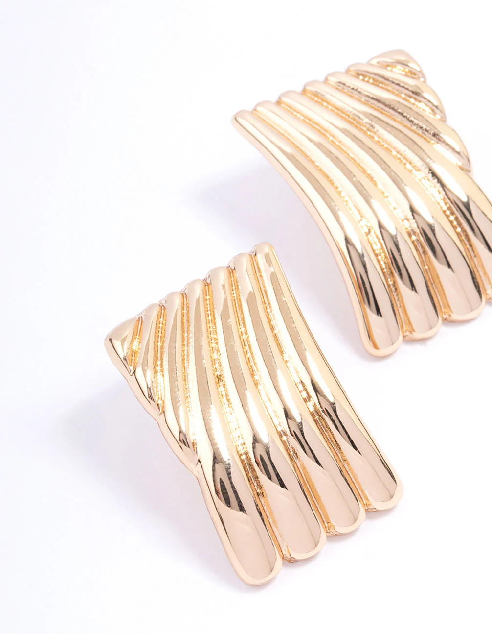 Gold Linear Square Stud Earrings - Image 2