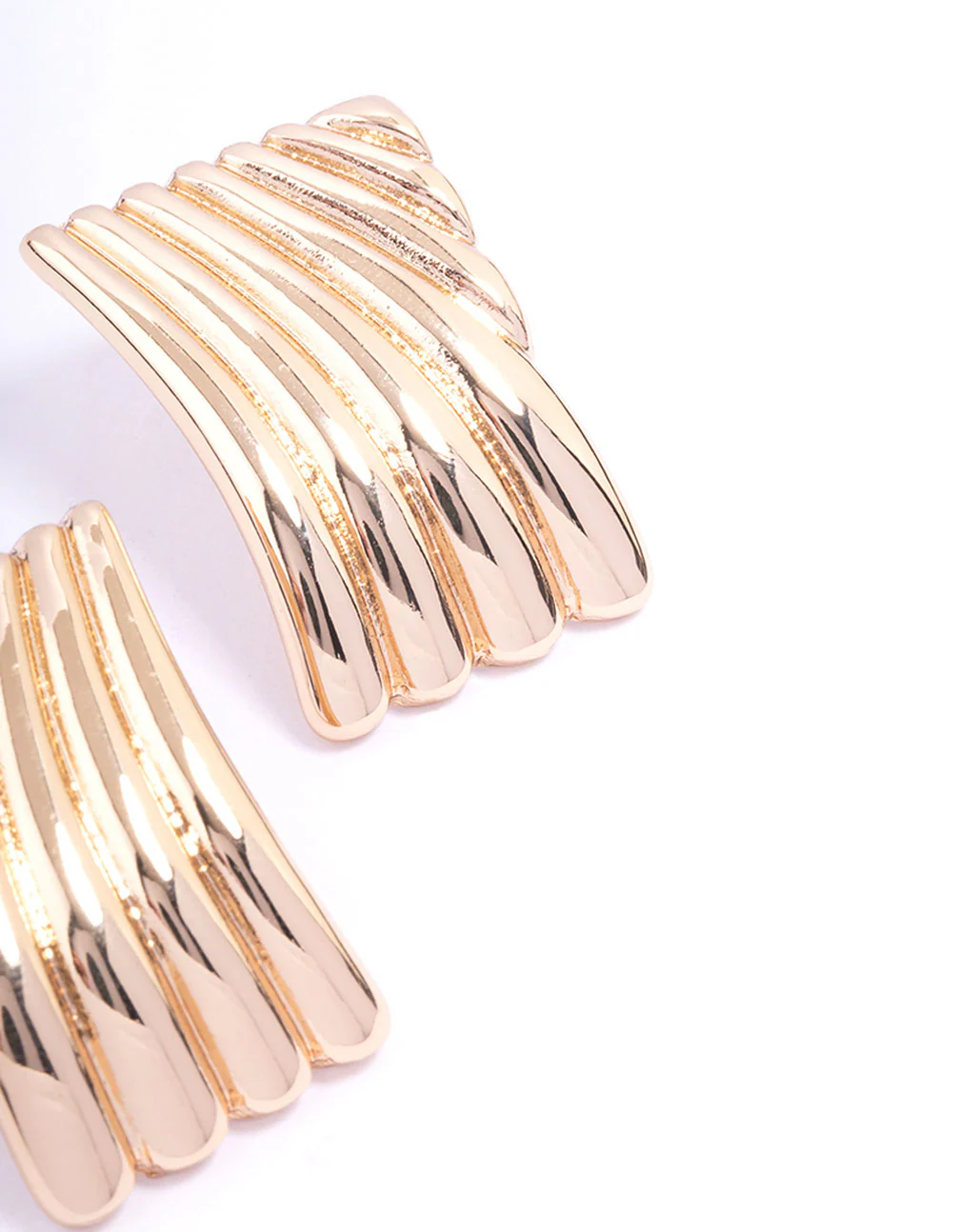 Gold Linear Square Stud Earrings - Image 3