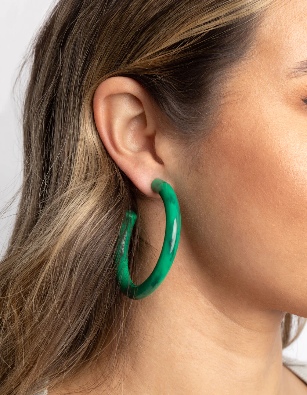 Green Marble Hoop Earrings - Image 2