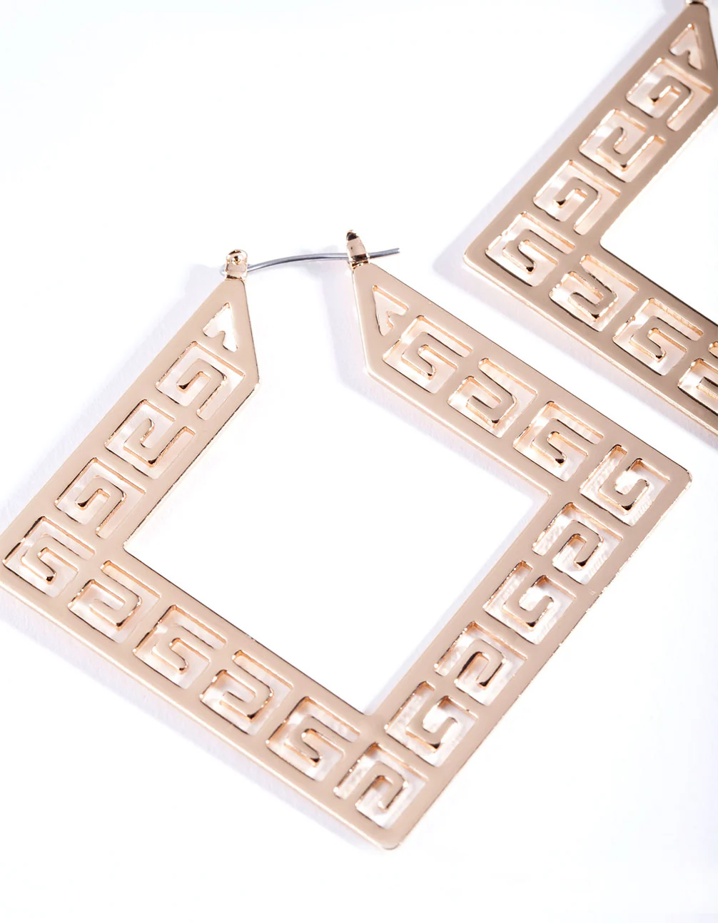 Gold Square Geometric Hoop Earrings - Image 2