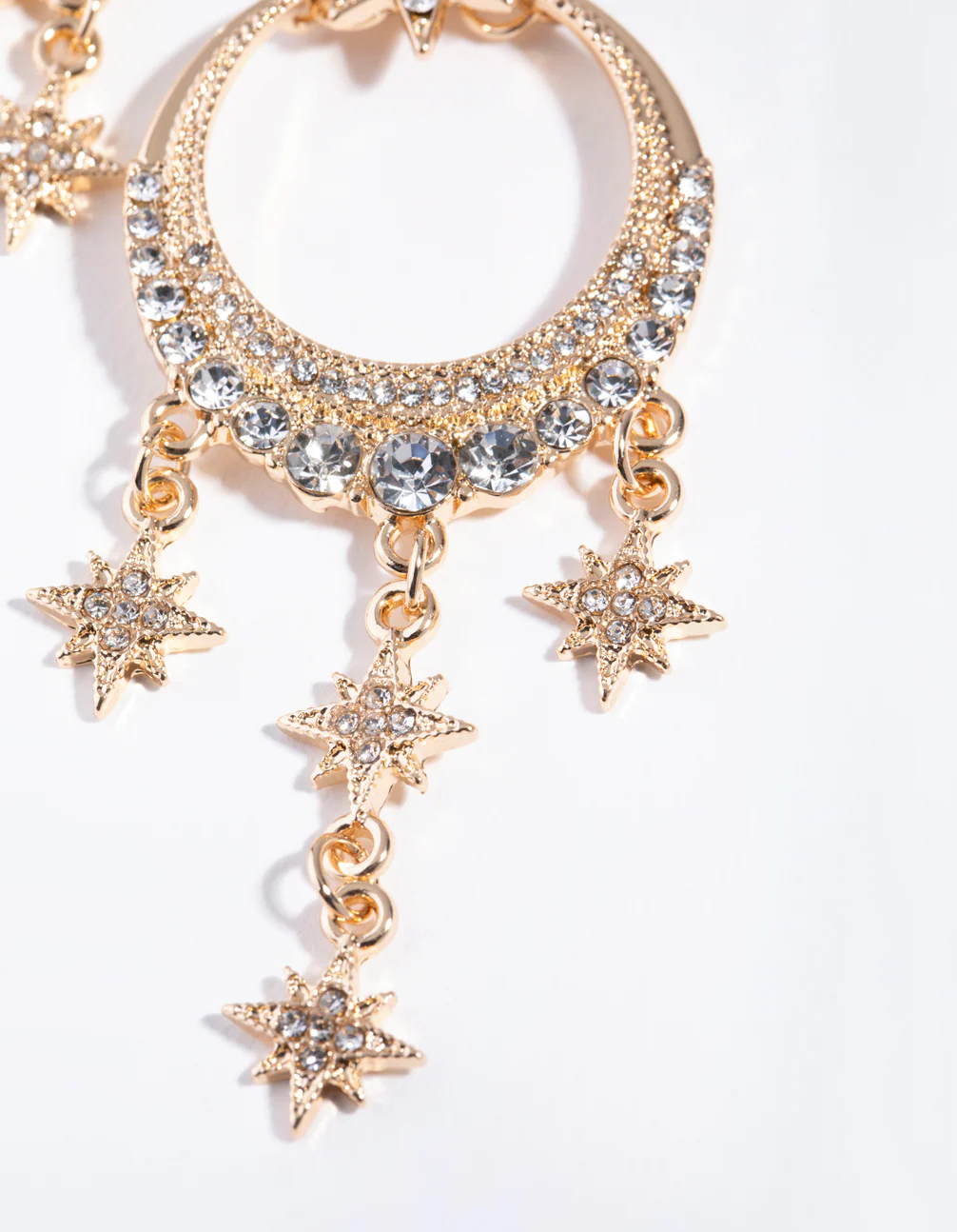 Gold Statement Diamante Drop Earrings - Image 3