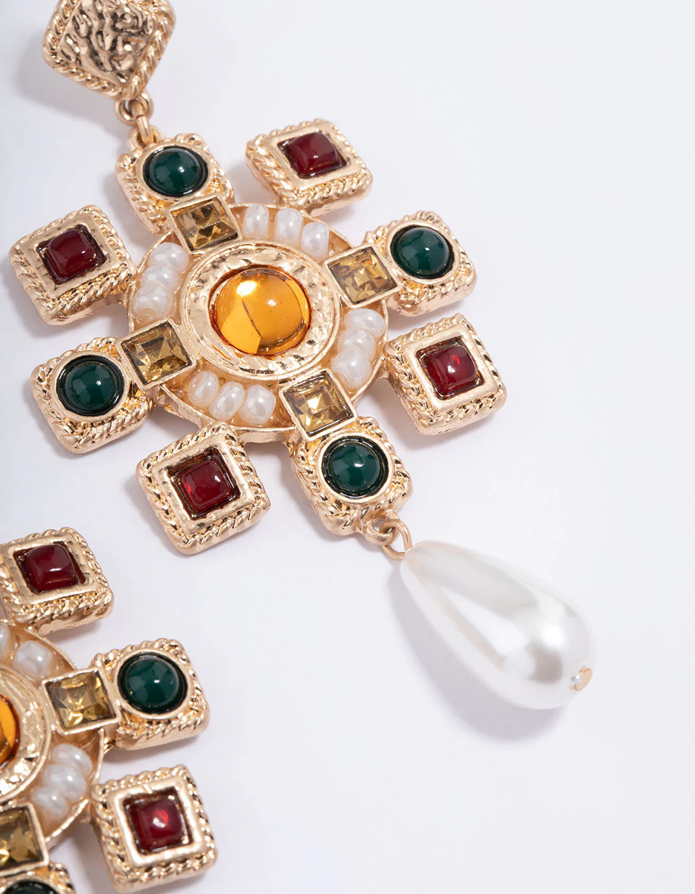 Worn Gold Vintage Pearl Pearl Drop Earrings - Image 3