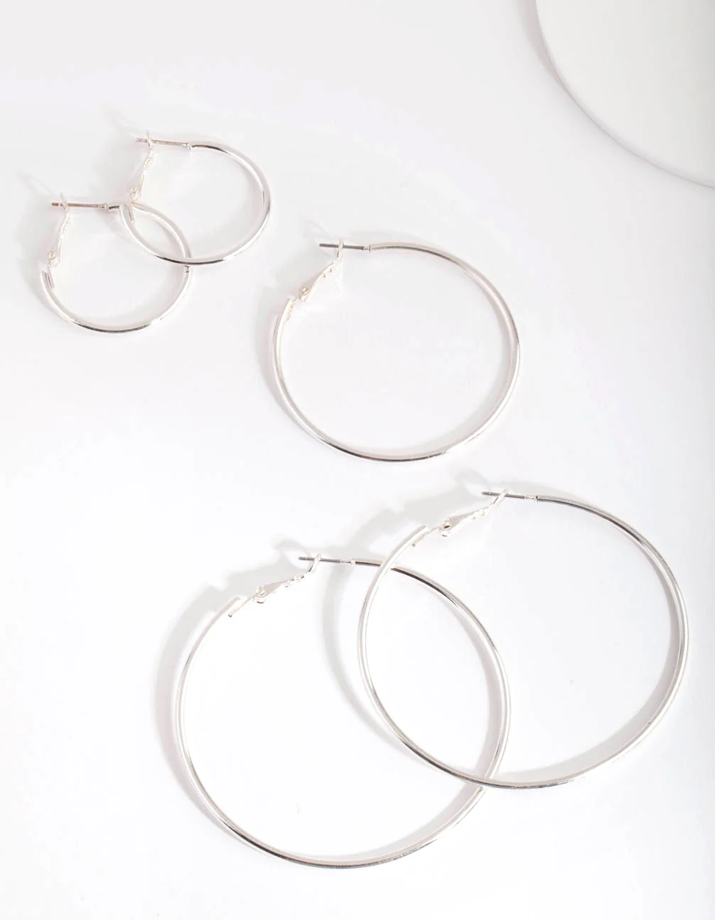 Silver Round Hoop Trio
