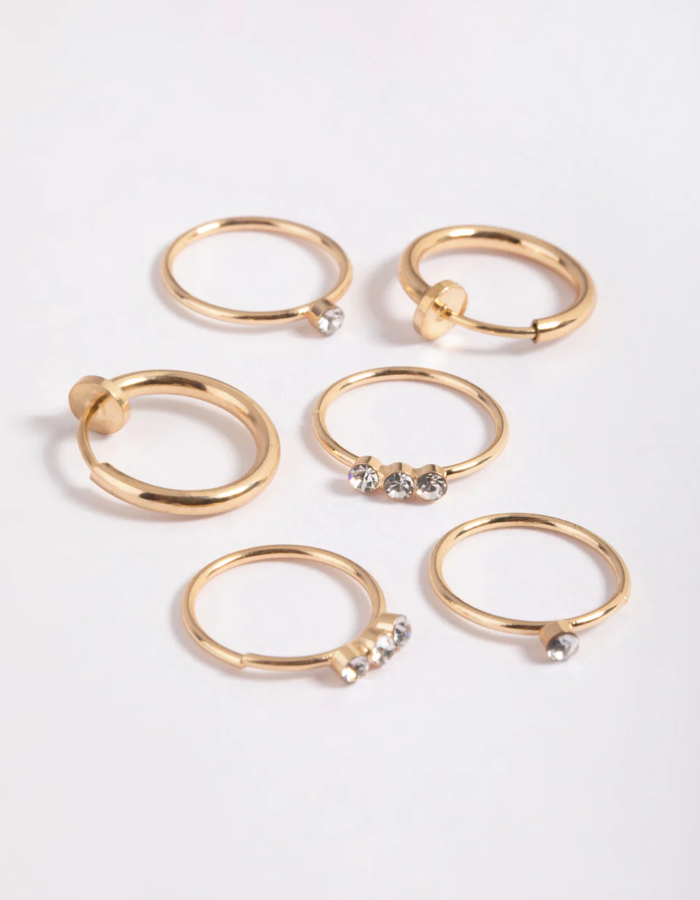 Gold Diamante Row Ring Pack
