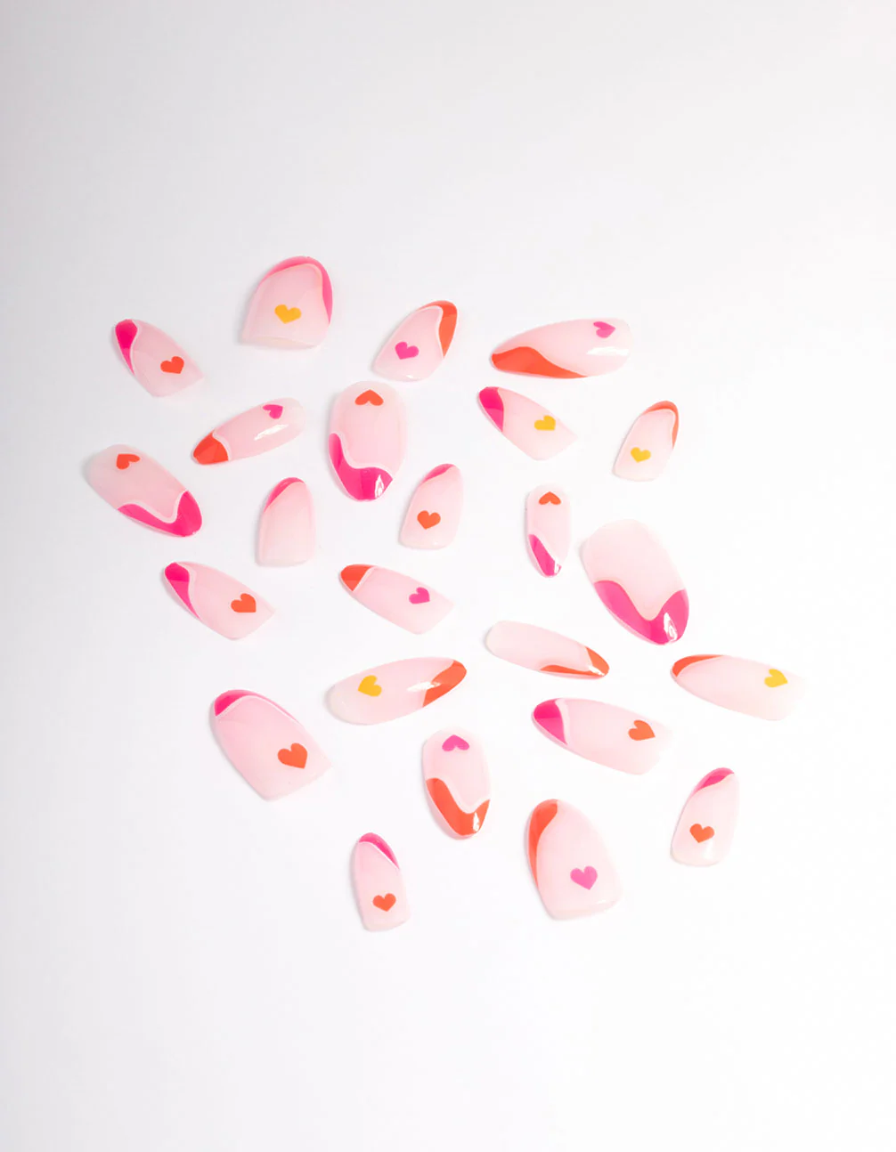 Bright Plastic Multi Heart Press On Nails - Image 2
