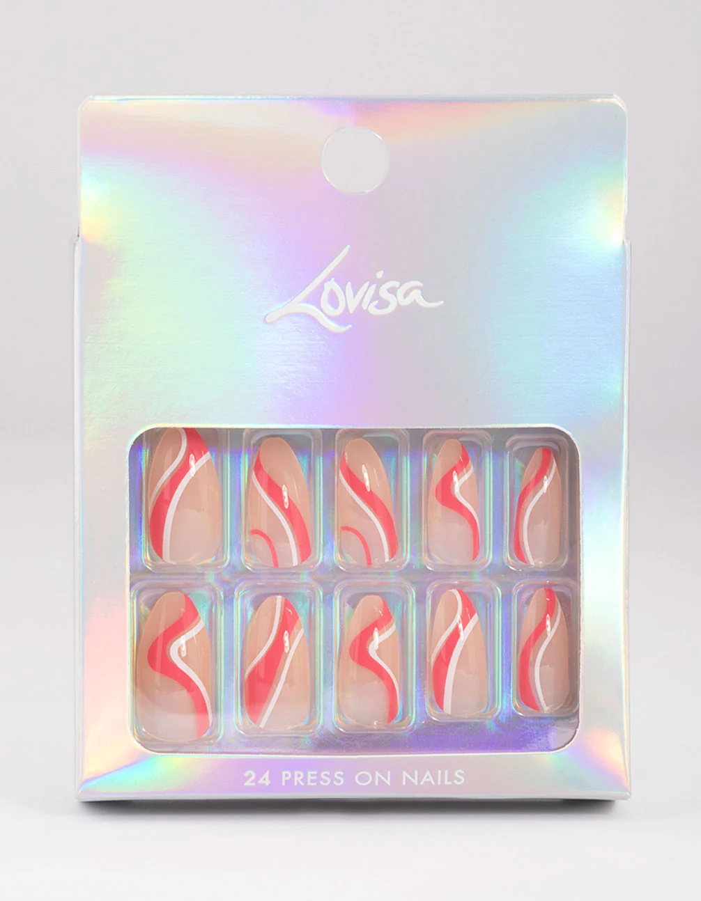 Plastic Pink Two Tone Swirl Press On Nails - Image 3
