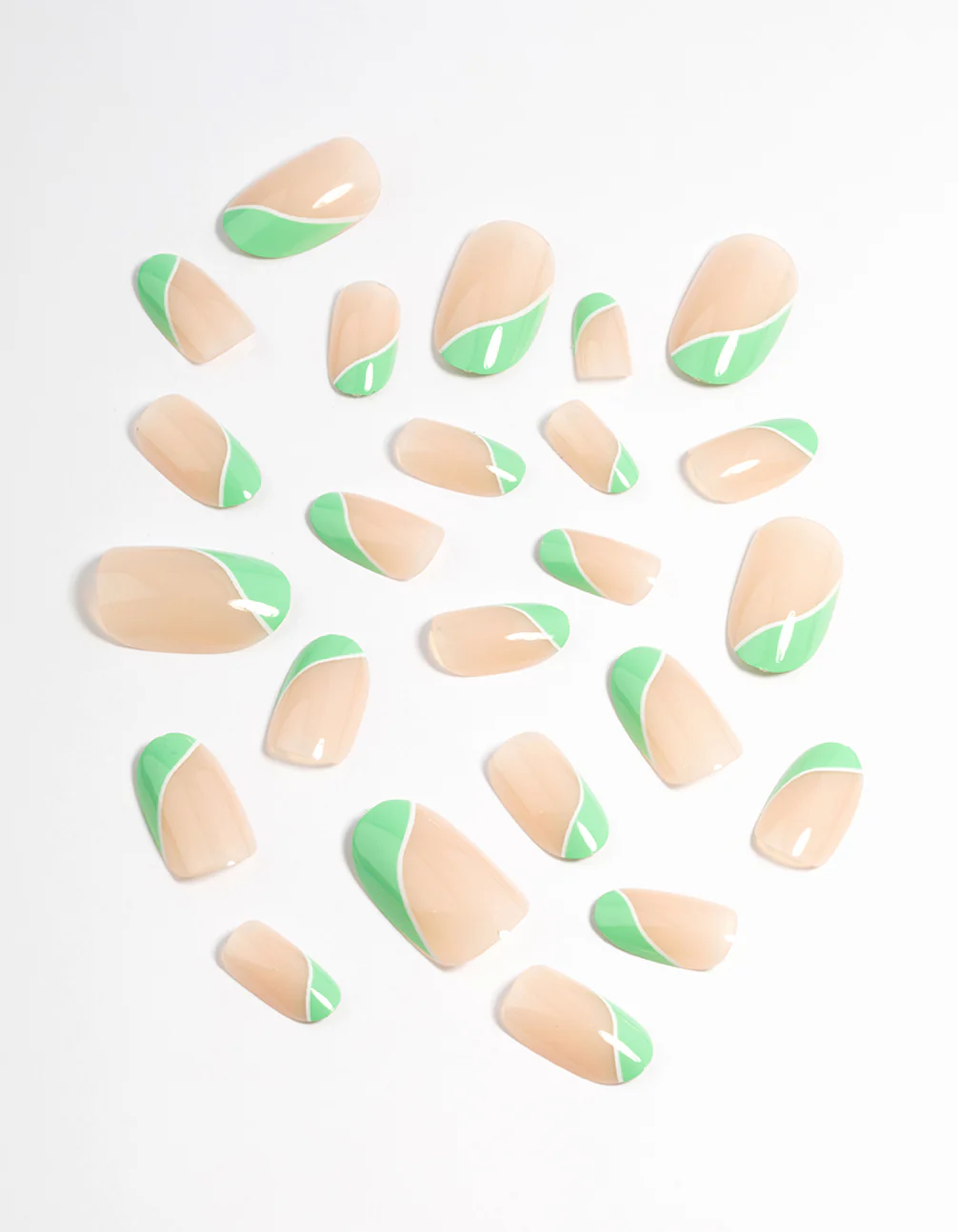 Plastic Two Tone Mint Tips Press On Nails - Image 2