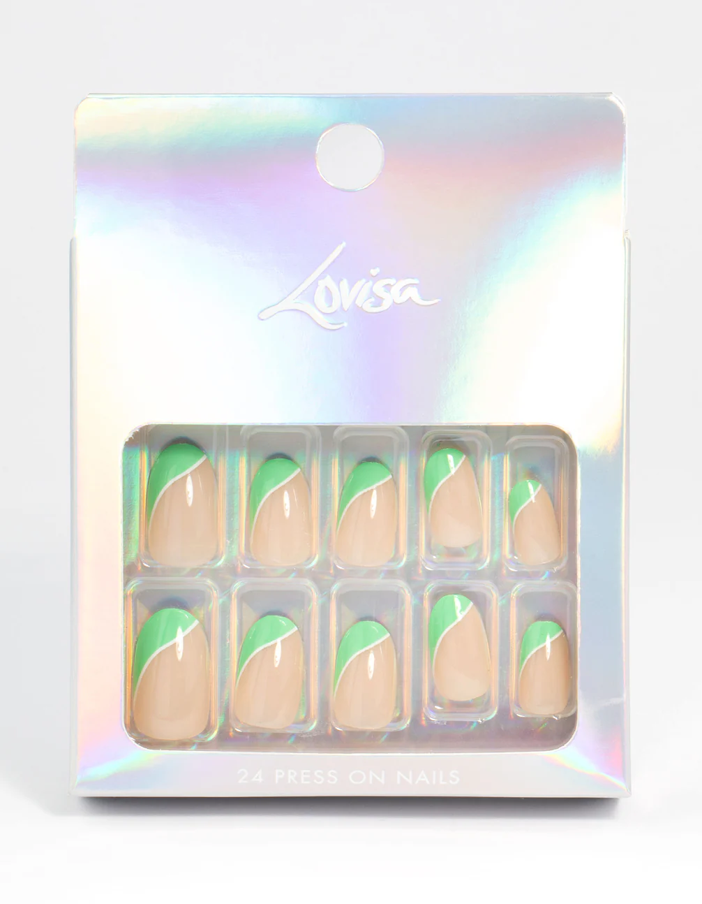 Plastic Two Tone Mint Tips Press On Nails - Image 3
