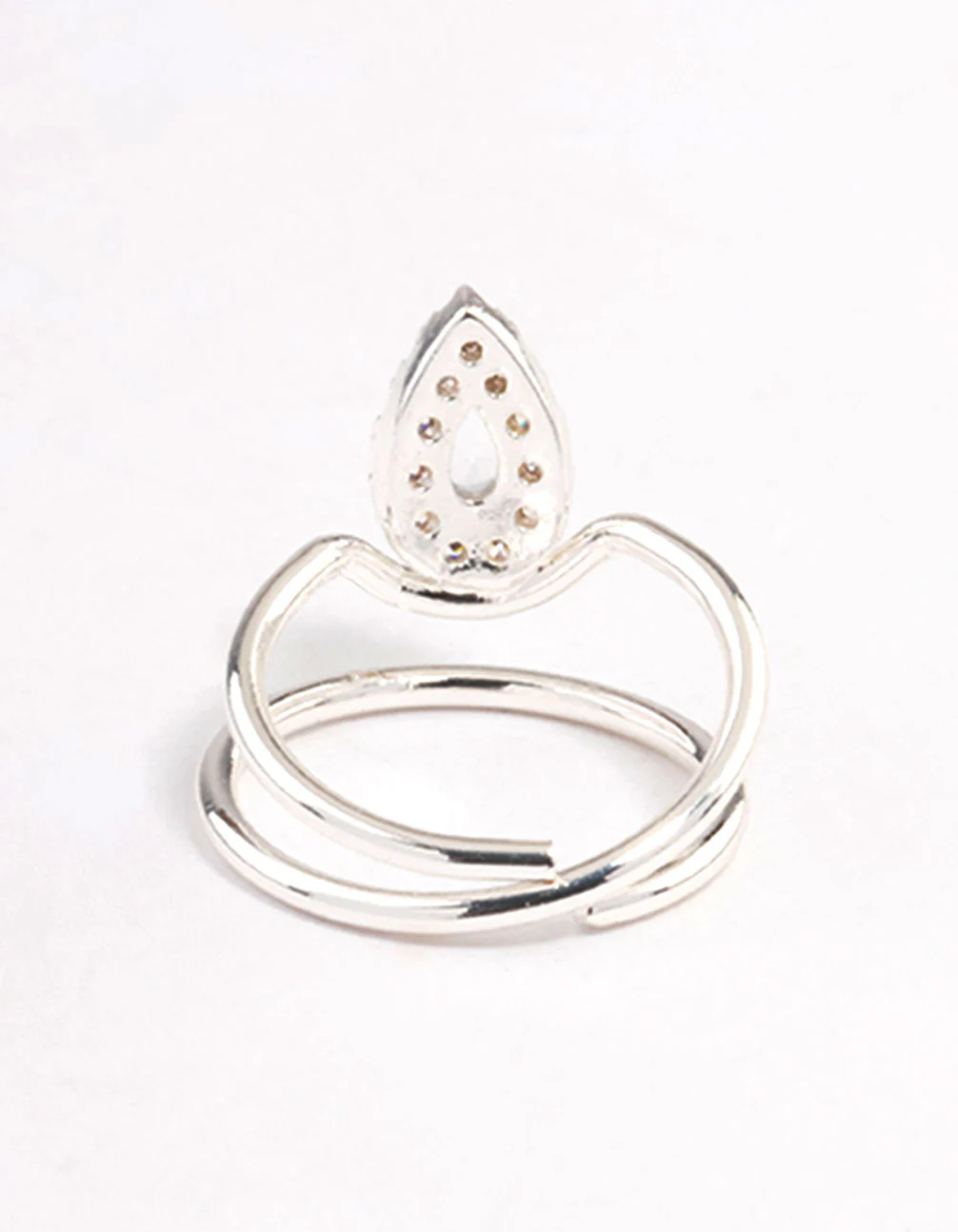 Silver Diamante Nail Fingertip Ring - Image 3