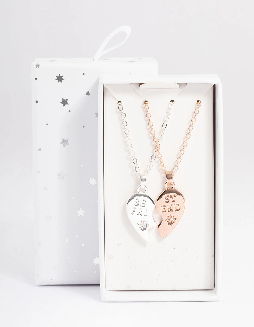 Mixed Metal BFF Diamante Heart Necklace Pack - Image 2