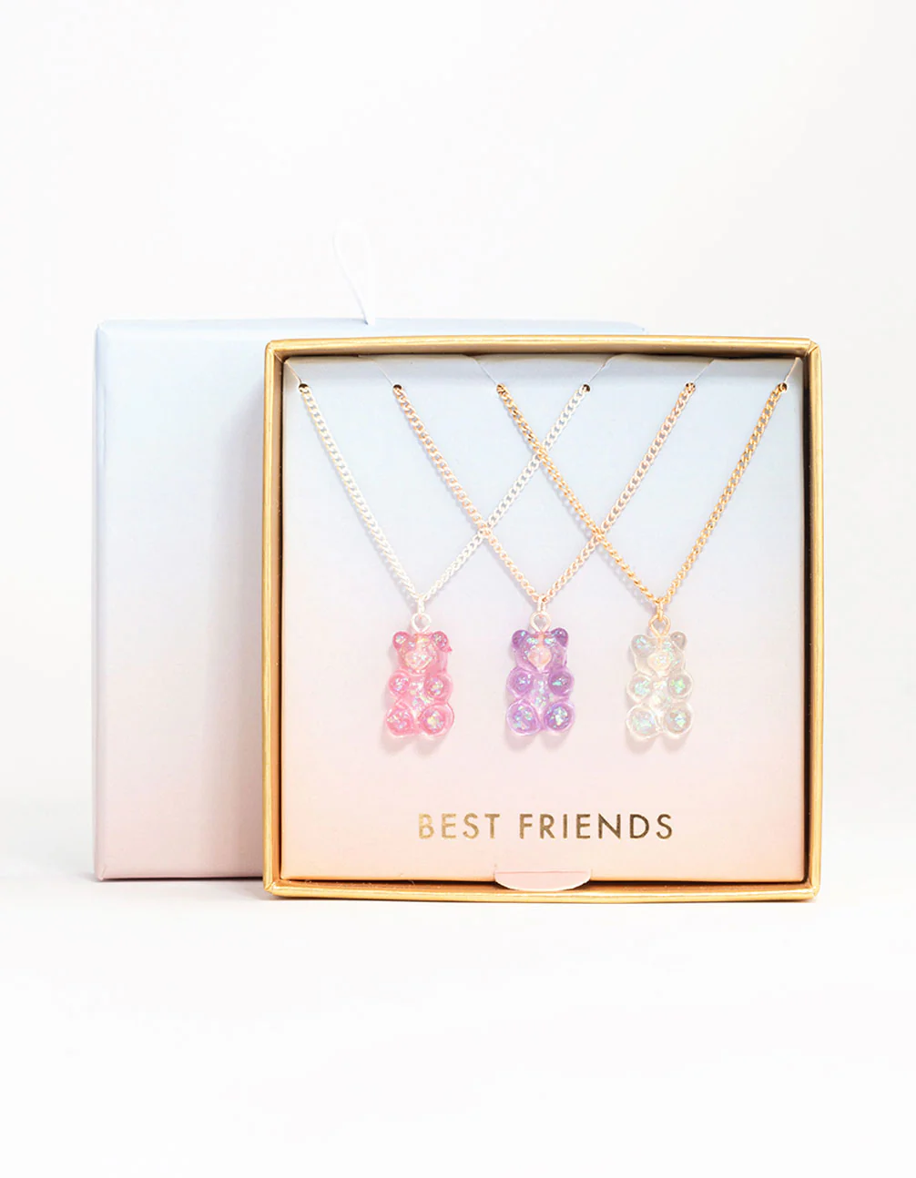 Mixed Metal Holographic Teddy Bear Necklace 3-Pack - Image 2
