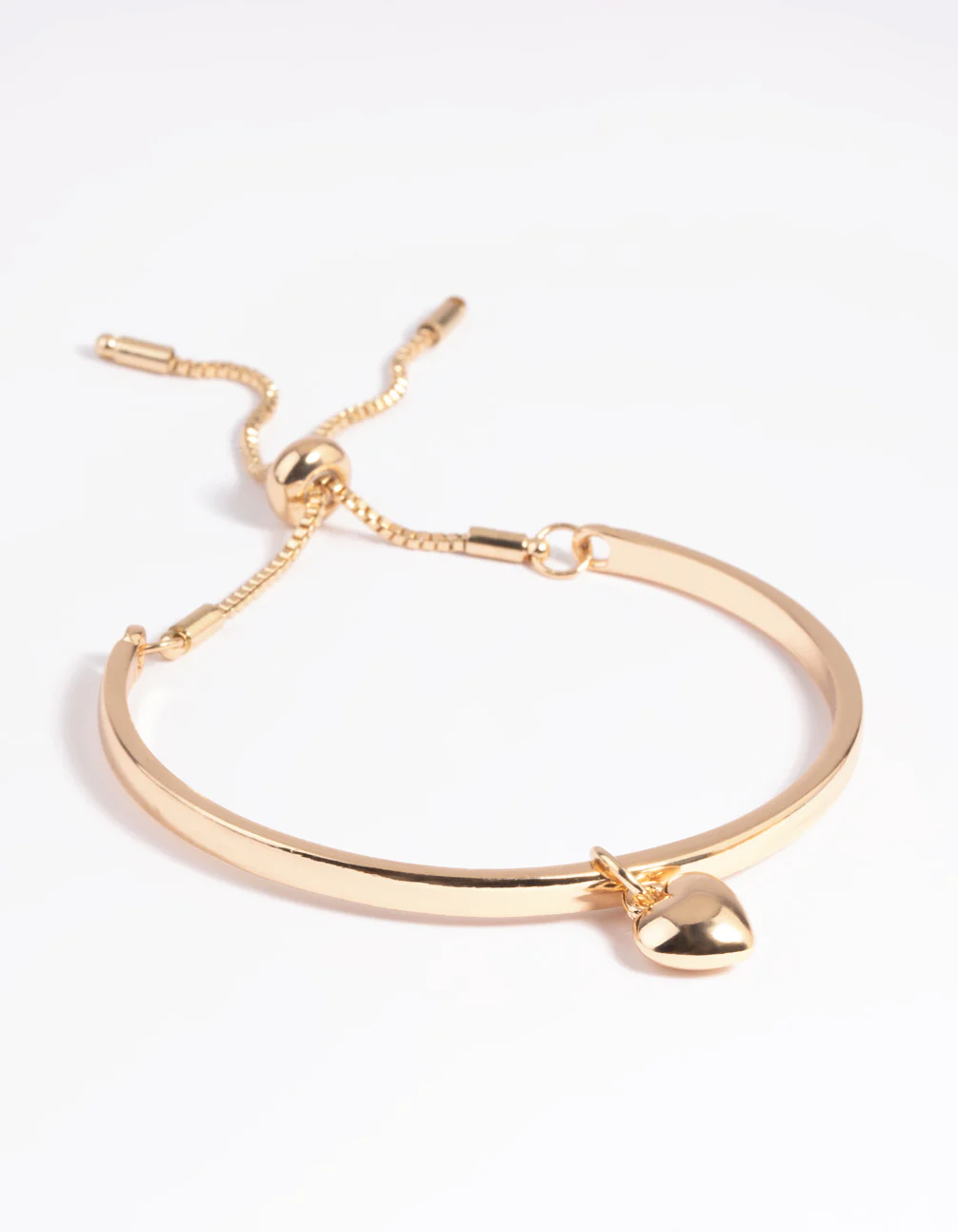 Gold Heart Bangle Bracelet with Toggle