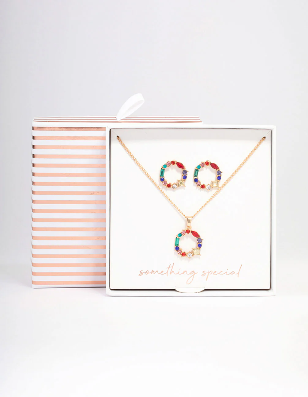 Gold Mixed Stone Wreath Jewellery Set - Image 2