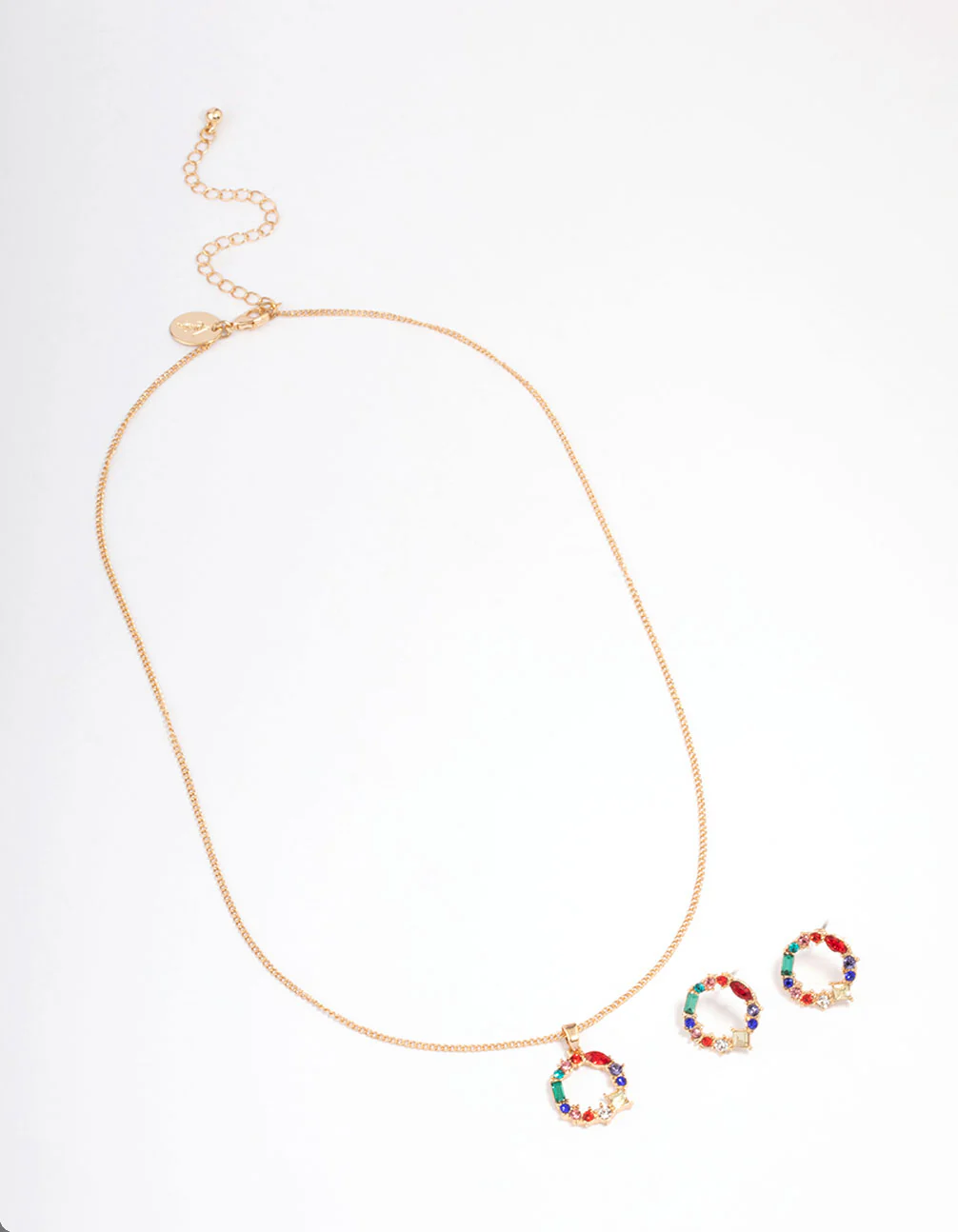Gold Mixed Stone Wreath Jewellery Set - Image 3