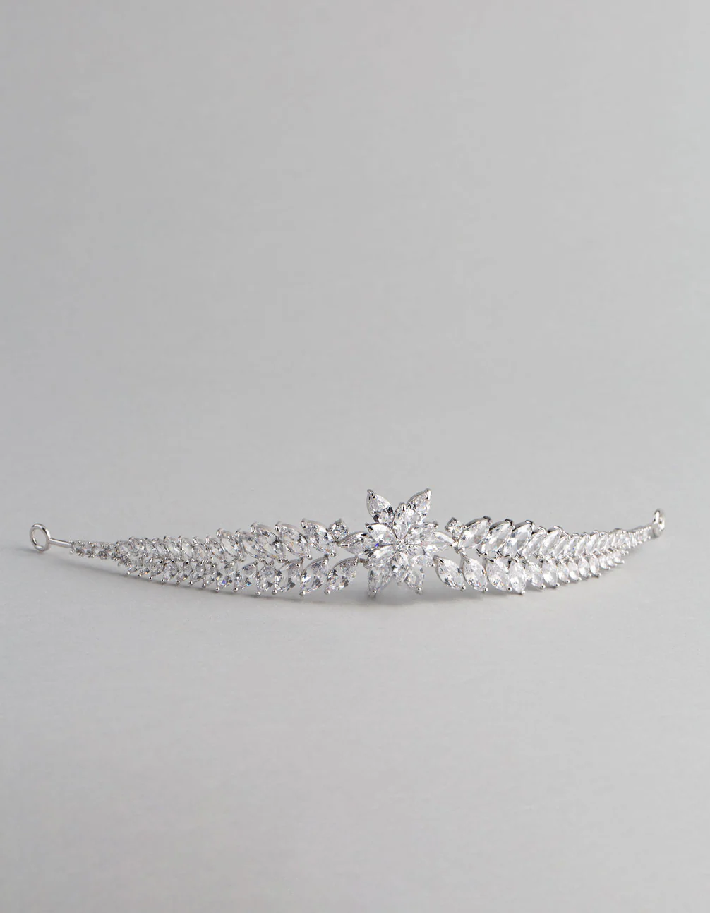 Silver Cubic Zirconia Fern Hair Garland