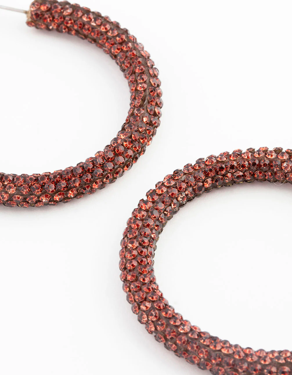 Maroon Crystal Wrapped Hoop Earrings - Image 3