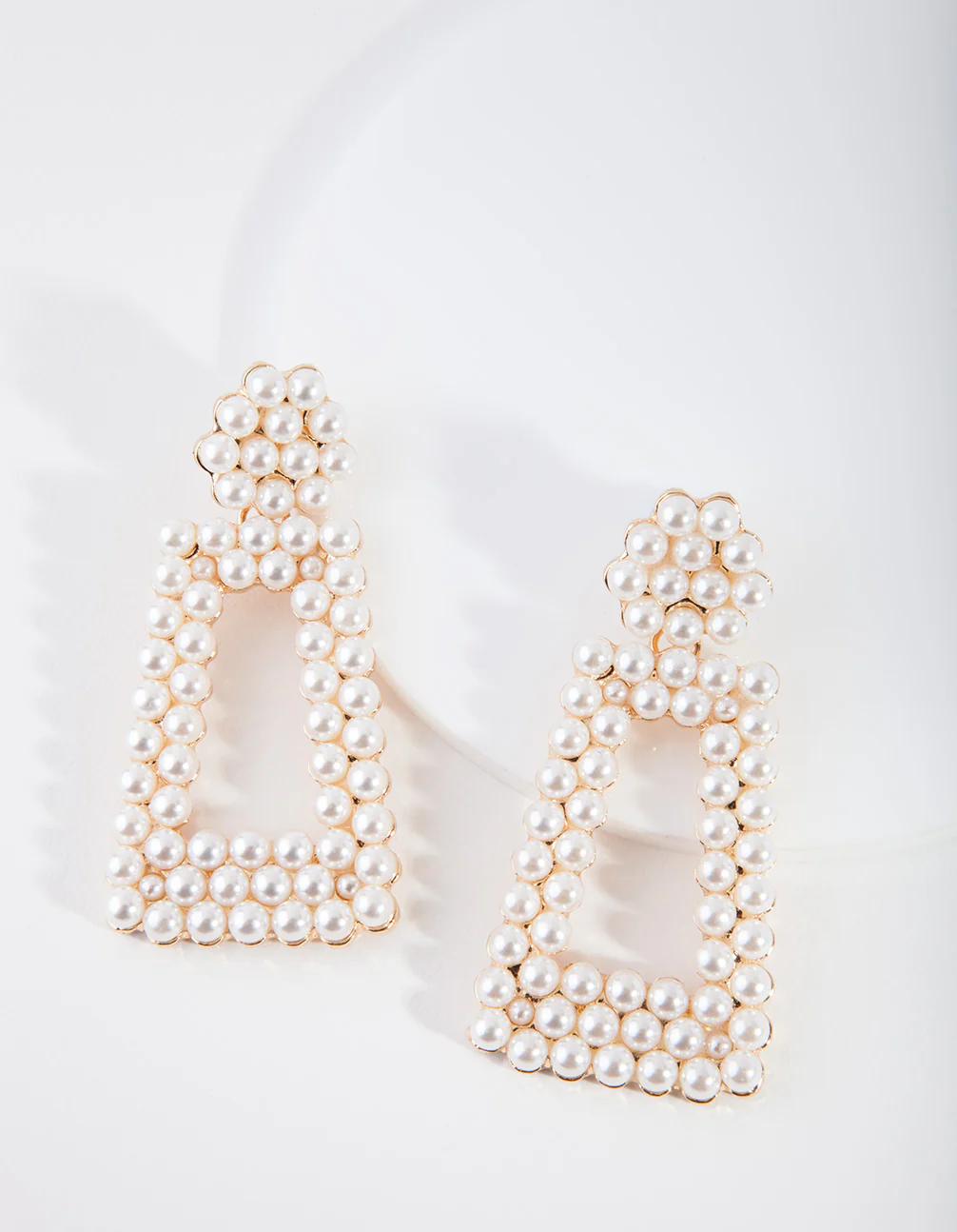 Gold Pearl Trapeze Drop Earring - Image 4