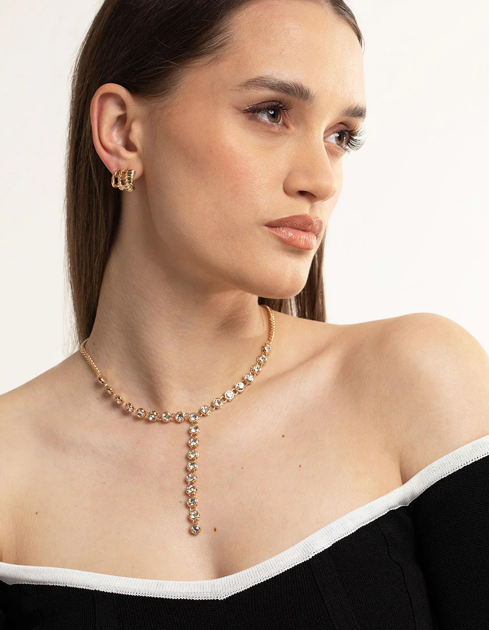 Rhodium Triple Twist Hoop Earrings - Image 2