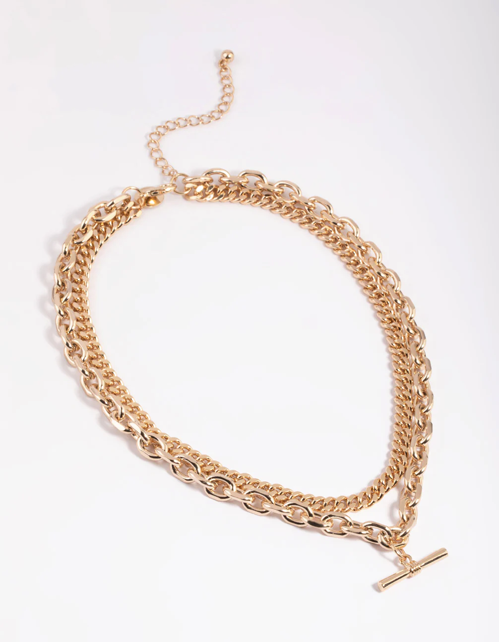 Gold Fob Chain Layered Necklace - Image 2