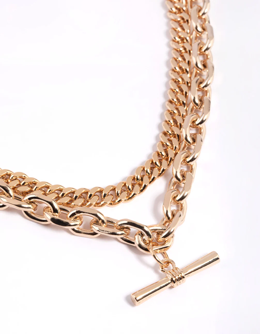 Gold Fob Chain Layered Necklace - Image 4