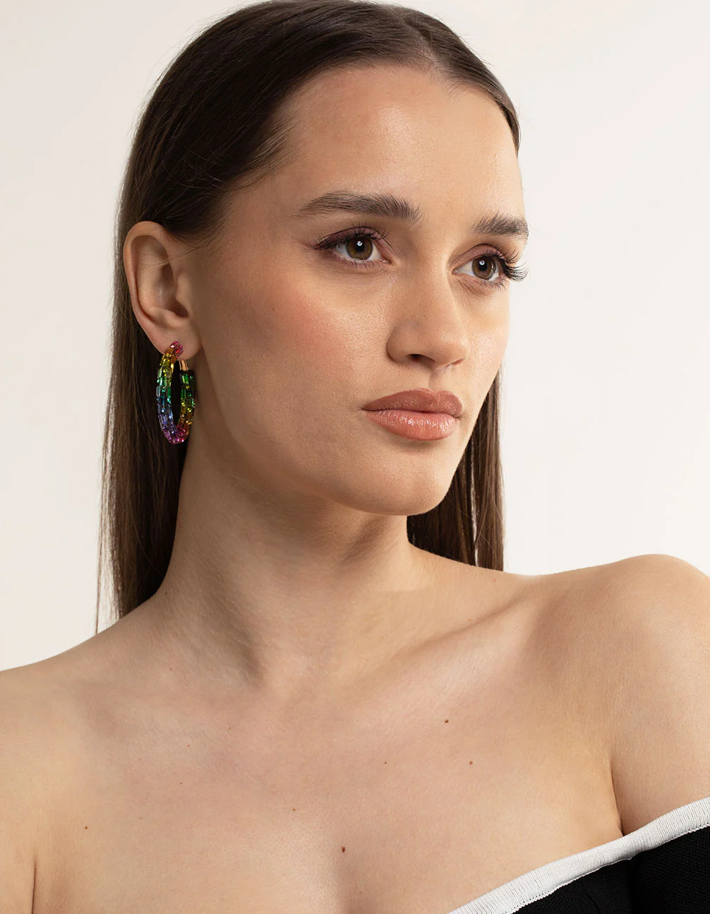 Gold Diamante Mix Hoop Earrings - Image 2