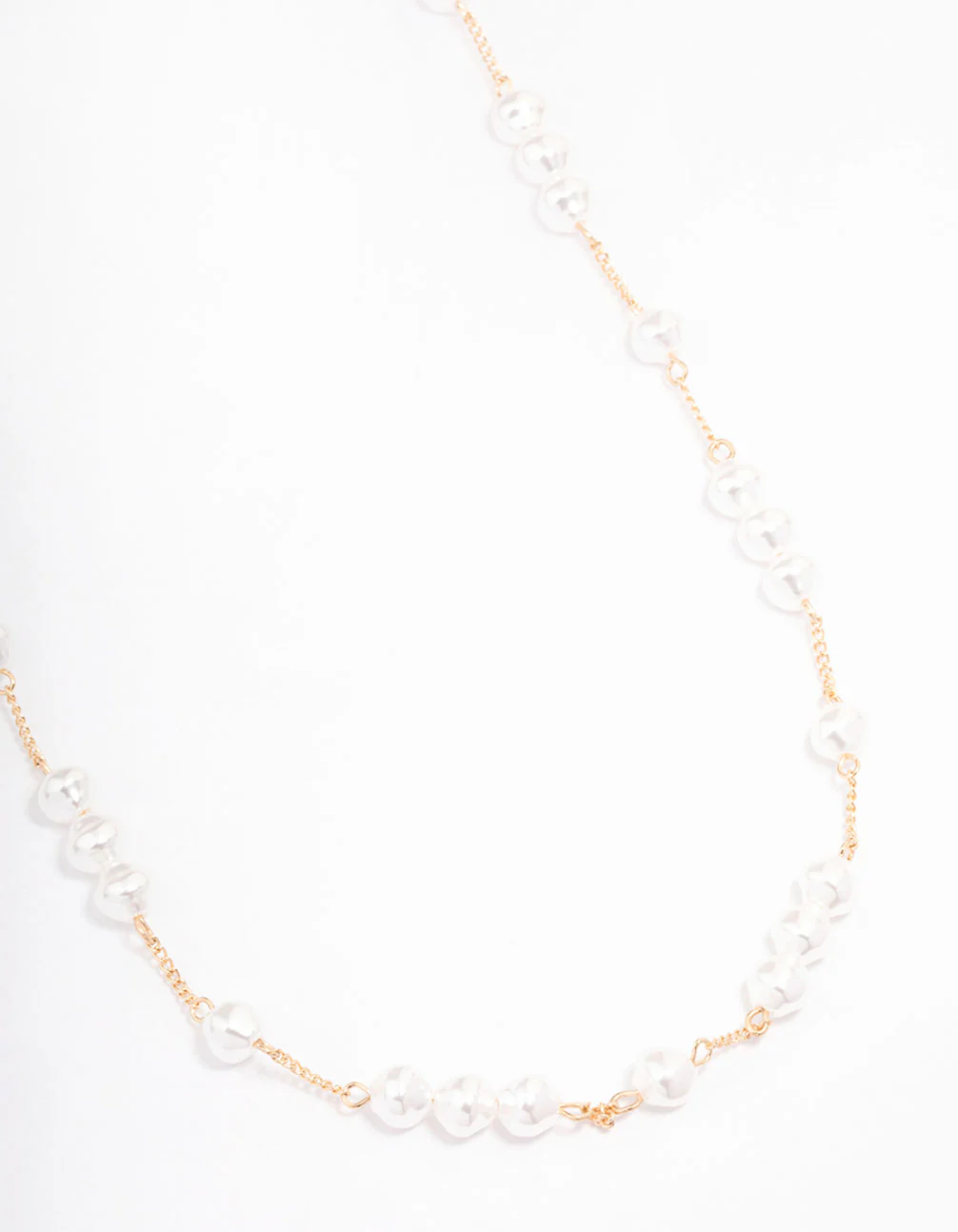 Gold Fine Pearly Chain Long Necklace