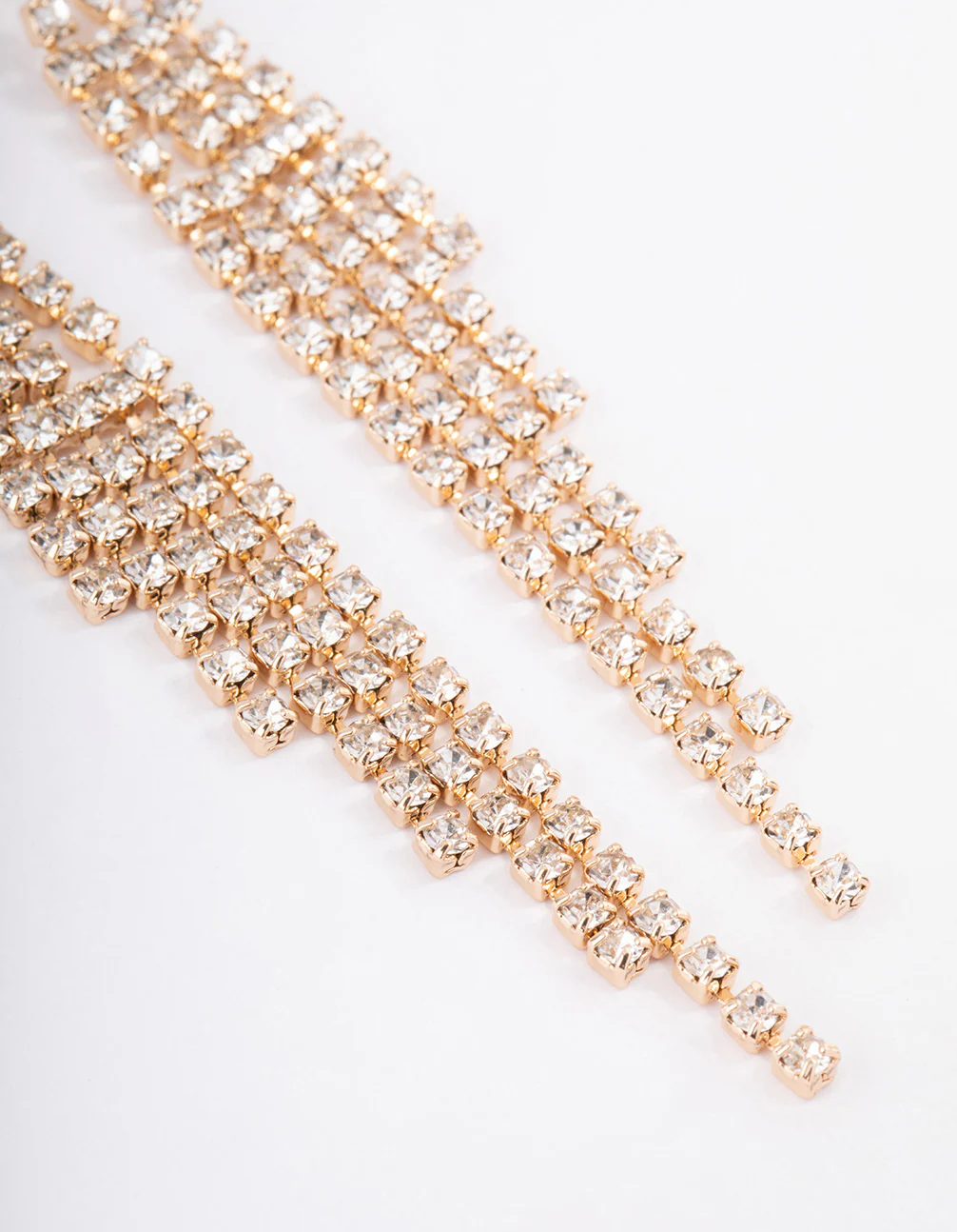 Gold Graduated Five Row Cupchain Drop Earrings - Image 3