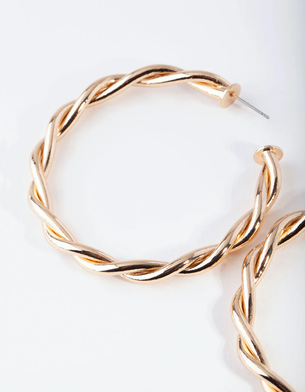 Gold Large Double Twisted Hoop Earrings - Image 2