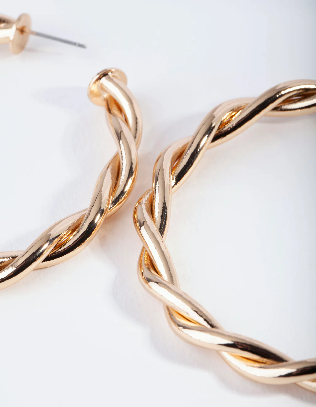 Gold Large Double Twisted Hoop Earrings - Image 3