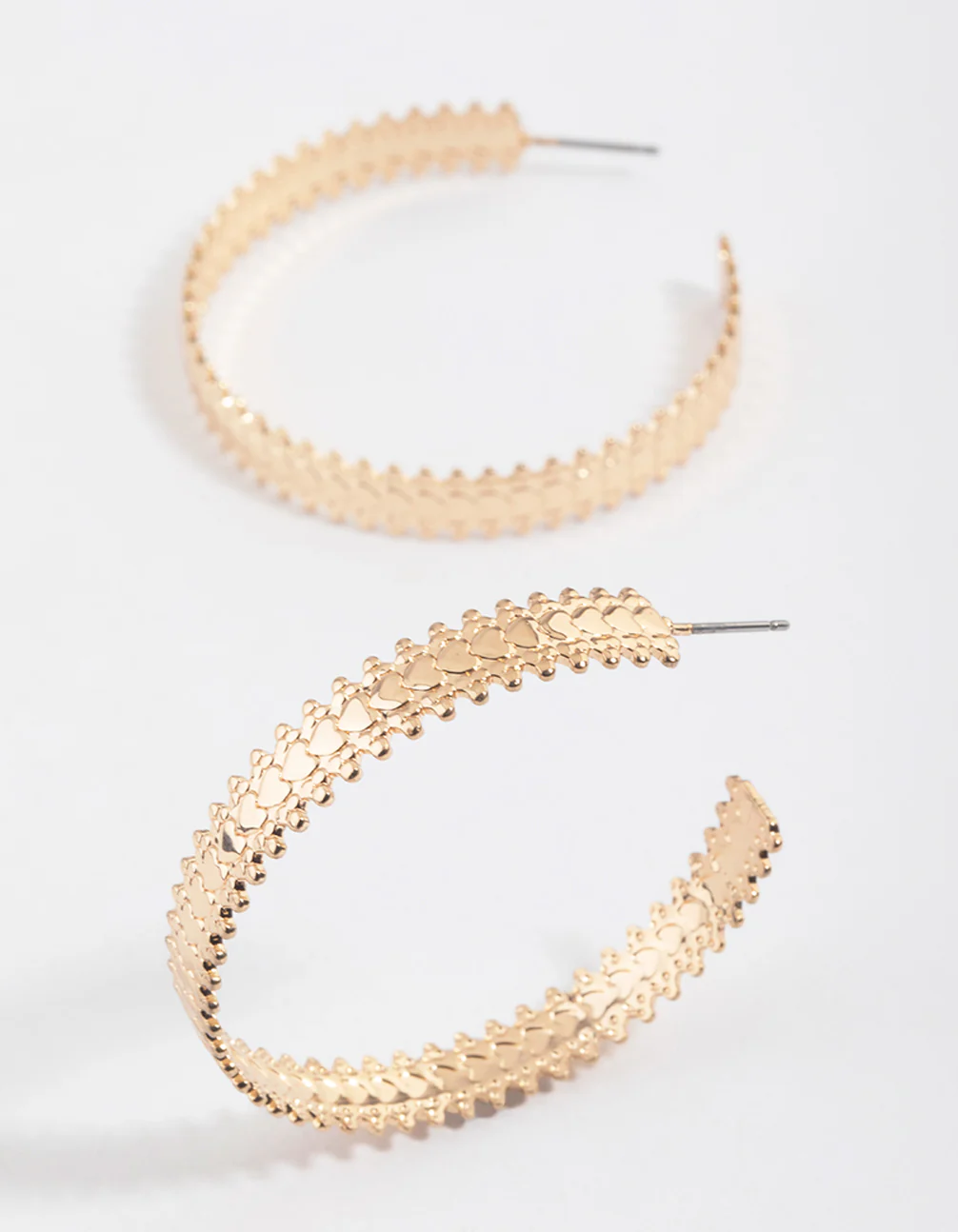 Gold Molten Stamp Hoop Earrings - Image 2