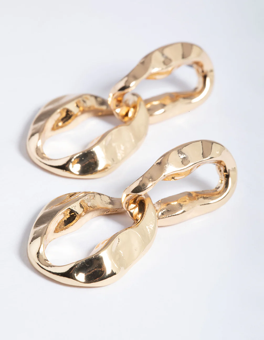 Gold Molten Oval Loop Drop Earrings - Image 3