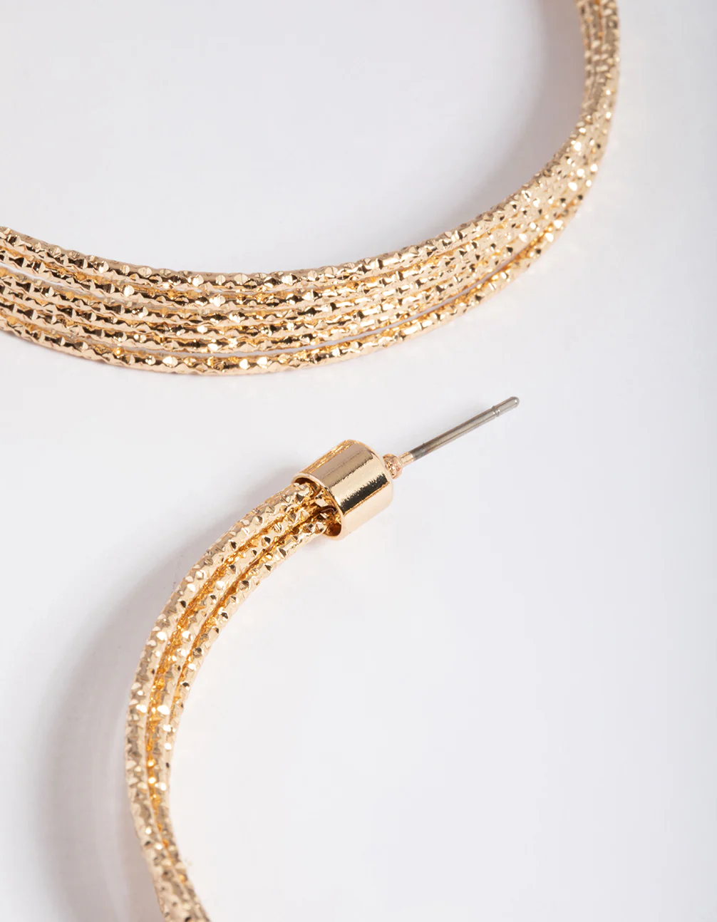 Gold Multi Diamante Cut Hoop Earrings - Image 2