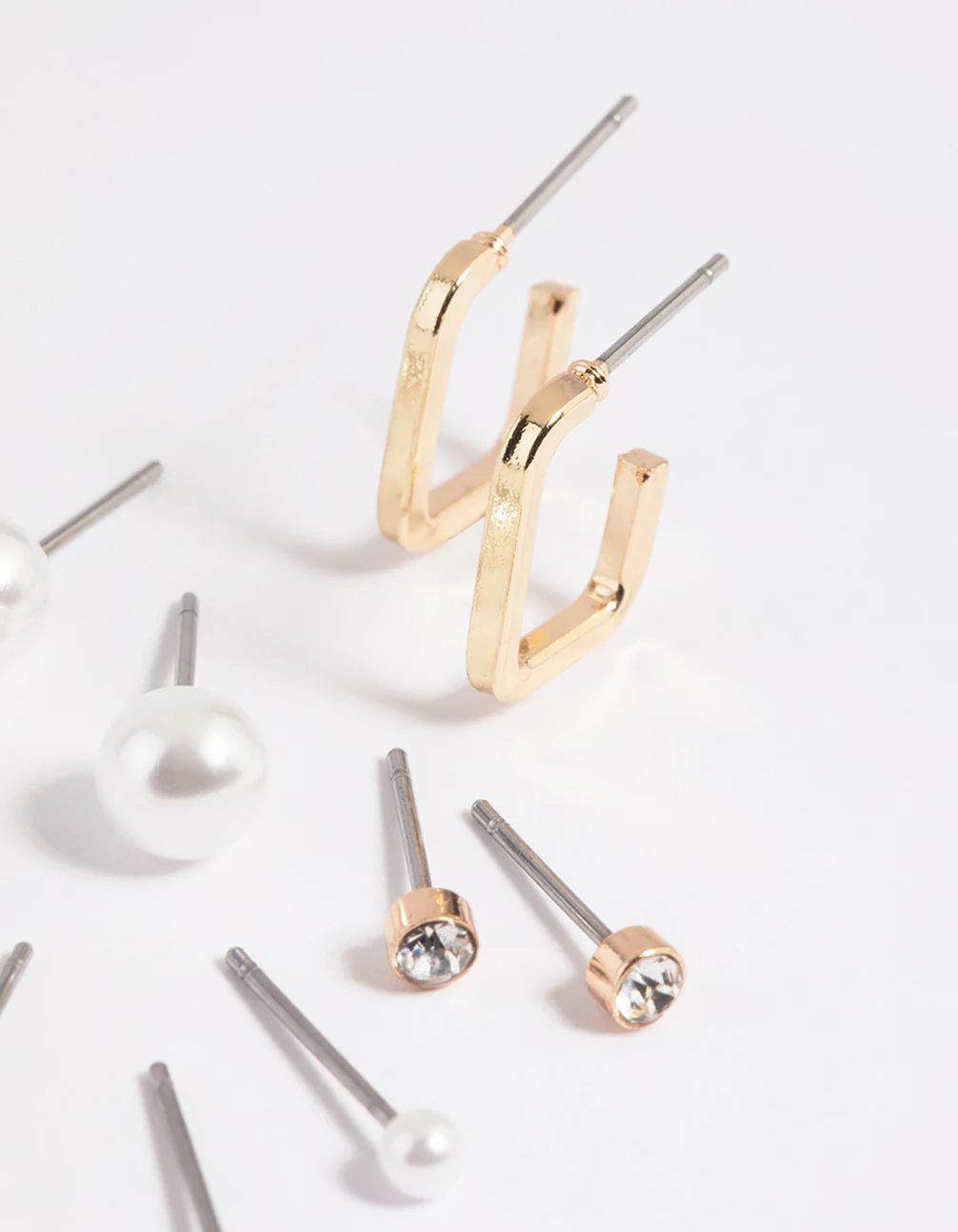 Gold Pearl Stud & Hoop Earring 5-Pack - Image 3