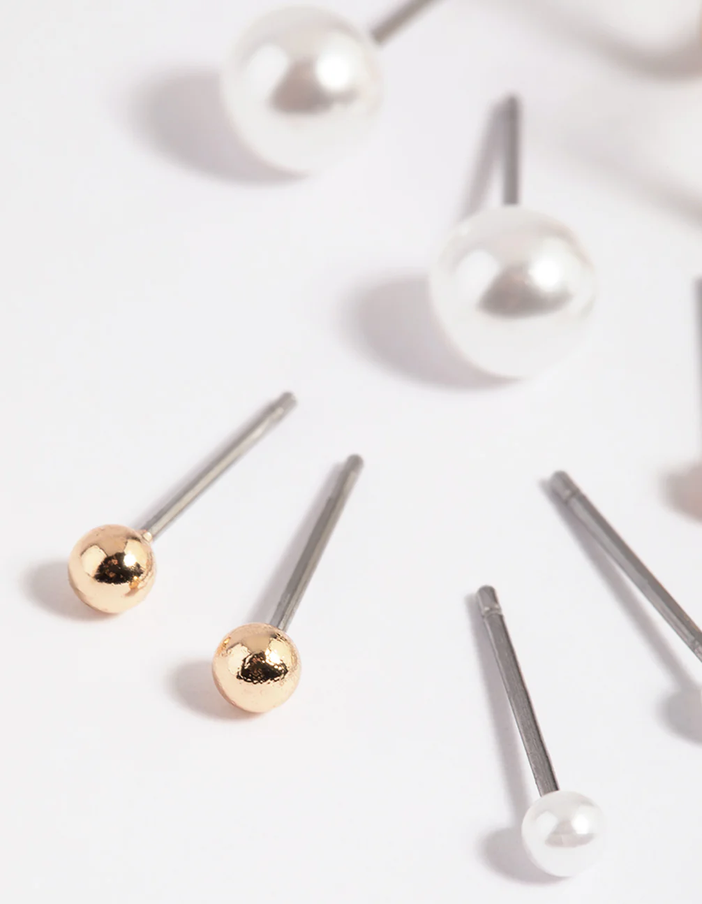 Gold Pearl Stud & Hoop Earring 5-Pack - Image 4