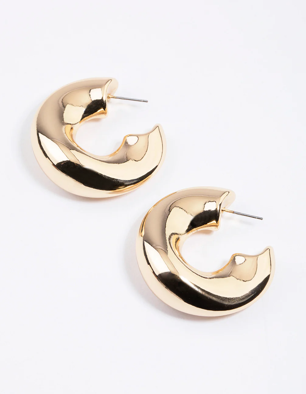 Gold Organic Thick Hoop Earrings