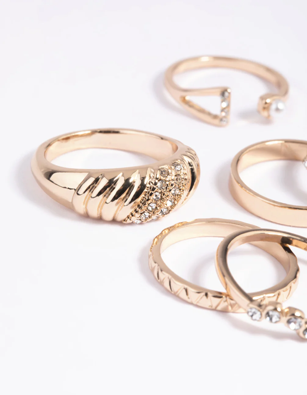 Gold Pearl Diamante Ring Stack Pack - Image 4