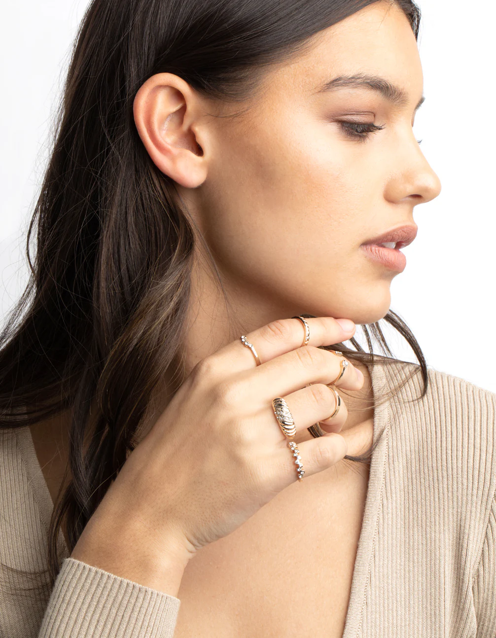 Gold Pearl Diamante Ring Stack Pack - Image 5