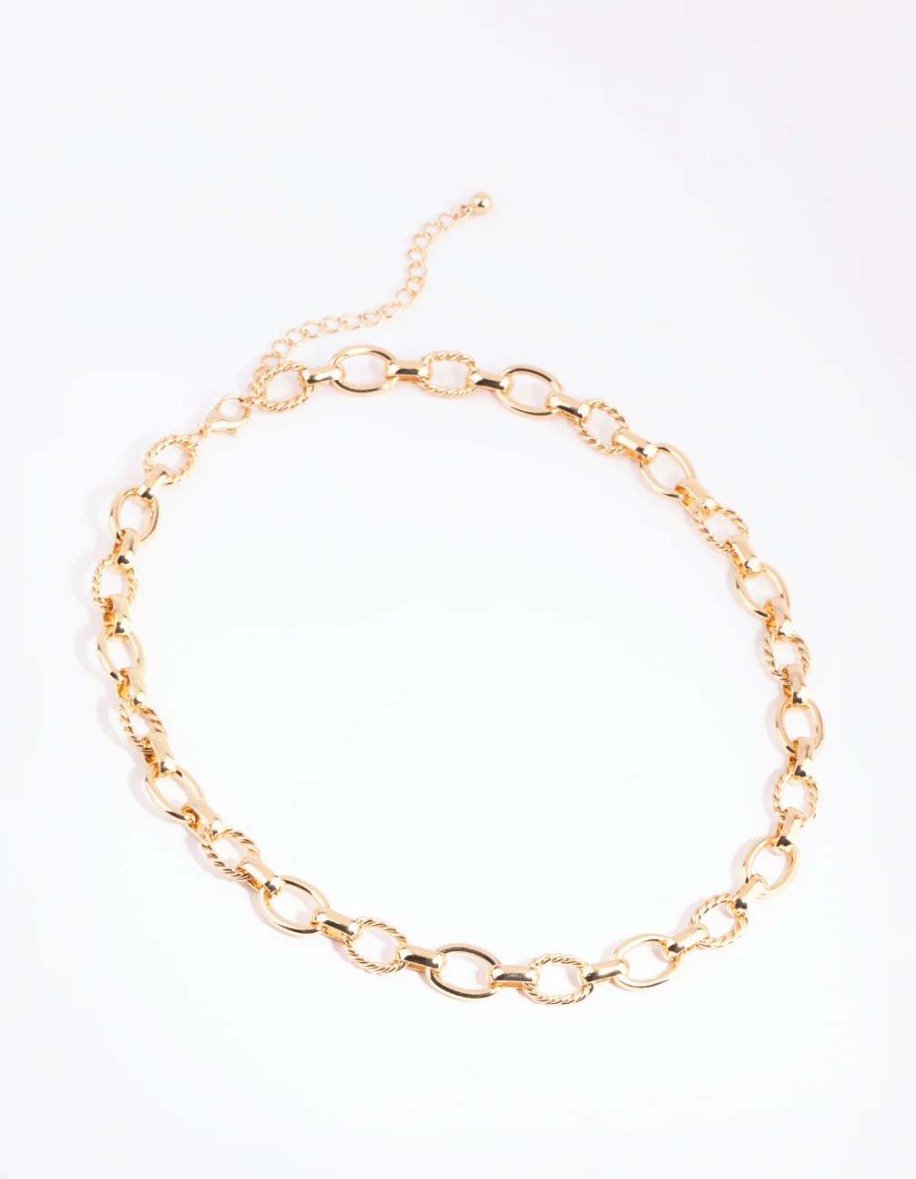 Gold Twist & Plain Chain Necklace - Image 2