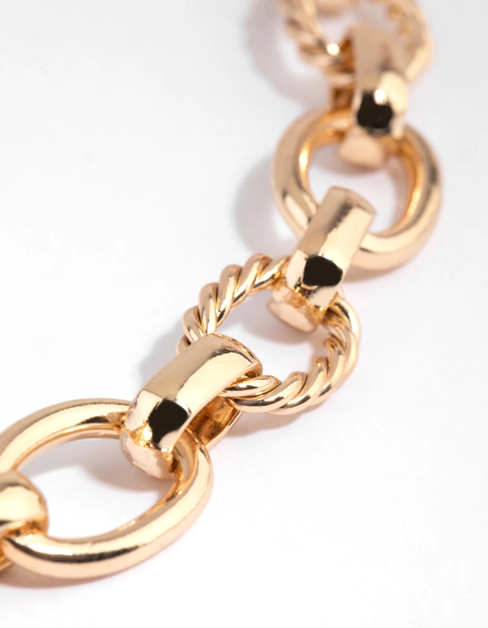 Gold Twist & Plain Chain Necklace - Image 3