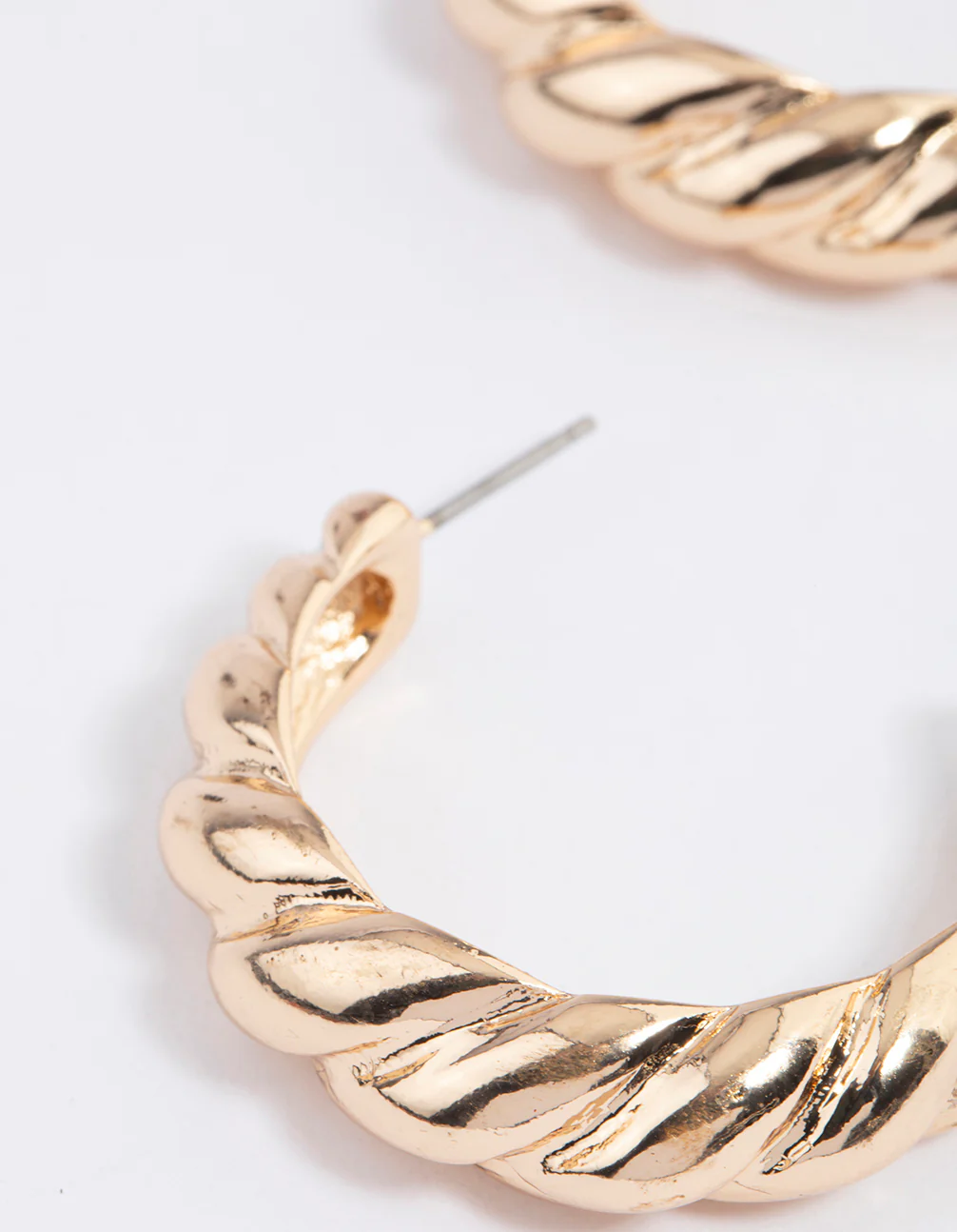 Gold Textured Hoop Earrings - Image 2