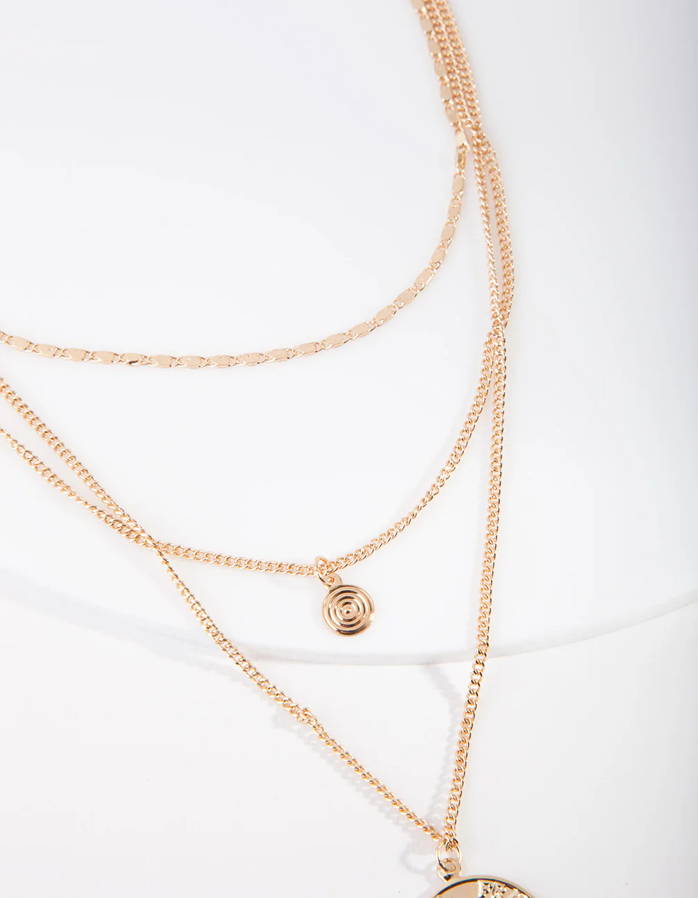Gold Medallion Multi Layered Necklace - Image 3
