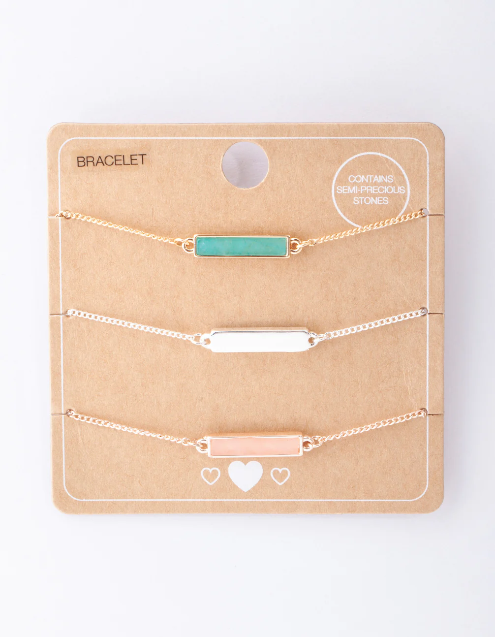 Mixed Metal Semi Precious Bar Bracelet Pack